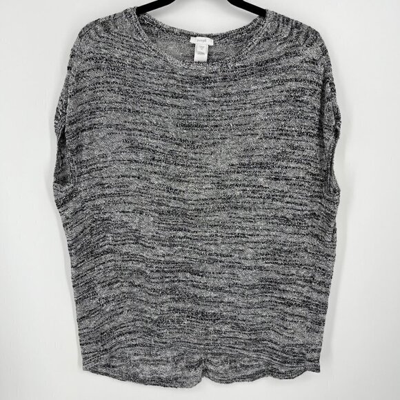 J Jill Pure Jill Pull Over Knit Linen Sweater Size XS Gray Lightweight Beach - Picture 1 of 13